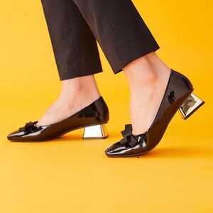 Bufanxieye Patent Leather Women’s 7.5 Block Heel Square Toe Pump Shoes